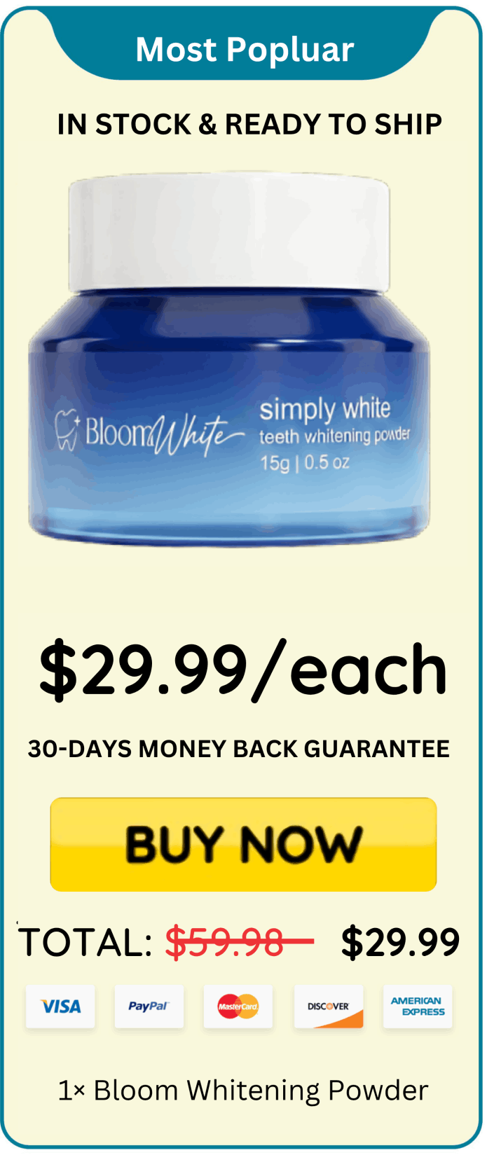 Bloom White Whitening Powder offer price